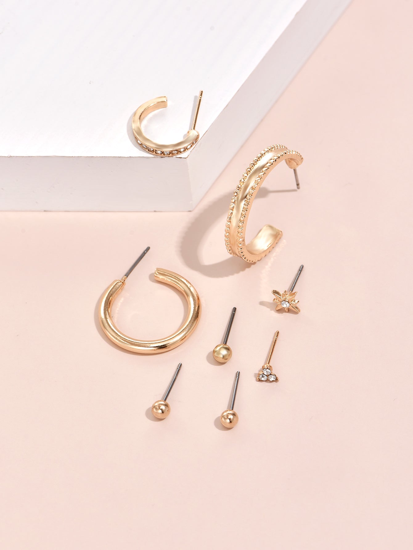 8pc Set Stud and Hoop Piercing Earrings Women Jewelry Gift for Her Accessories