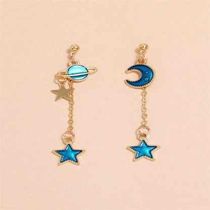 Cosmos Pattern Drop Ear Dangle Fashion Earrings for Women Party Jewelry Gift