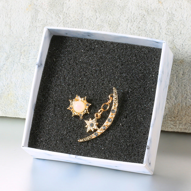 Moon Star Mismatched Stud Earrings Fashion Women Female Earrings Piercing
