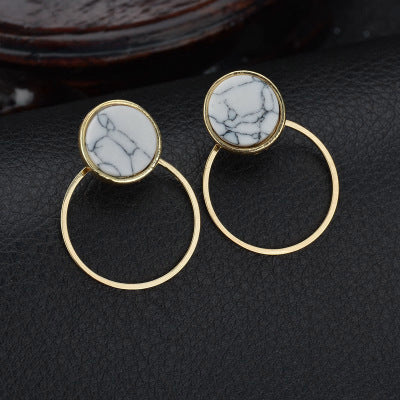 Marbled Circle Ear Drop Earrings Dangle Women Fashion Jewelry Gift for Her