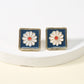 Square Flower Stud Earrings for Girls Women Stud Jewelry Gift Accessories