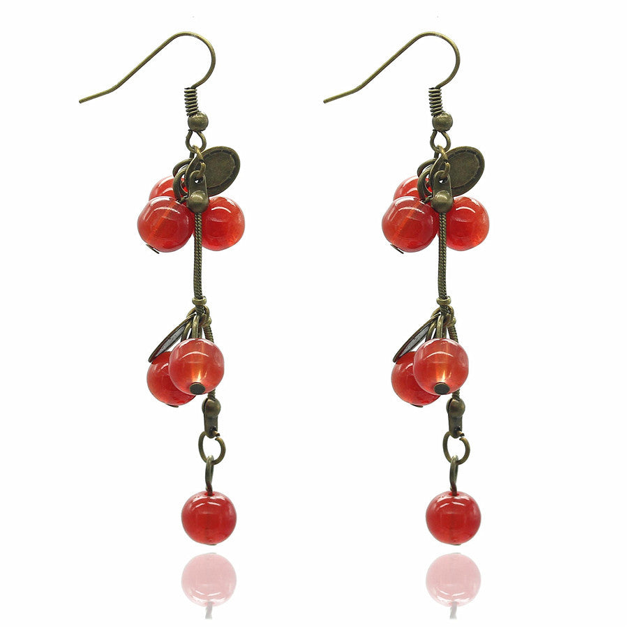 Red Currant Ear Drop Earrings Dangle Women Fashion Jewelry Gift for Her