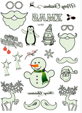 Flash Luminous Tattoo Christmas Glow In The Dark Glitter Fluorescent Temporary Tattoos Stickers