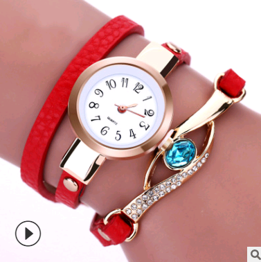 Fashion casual ladies winding table, big eyes ladies winding watch bracelet watch