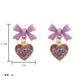 Purple Heart Bow Jewelry Fashion Dangle Earrings for Girls Party Birthday Gift