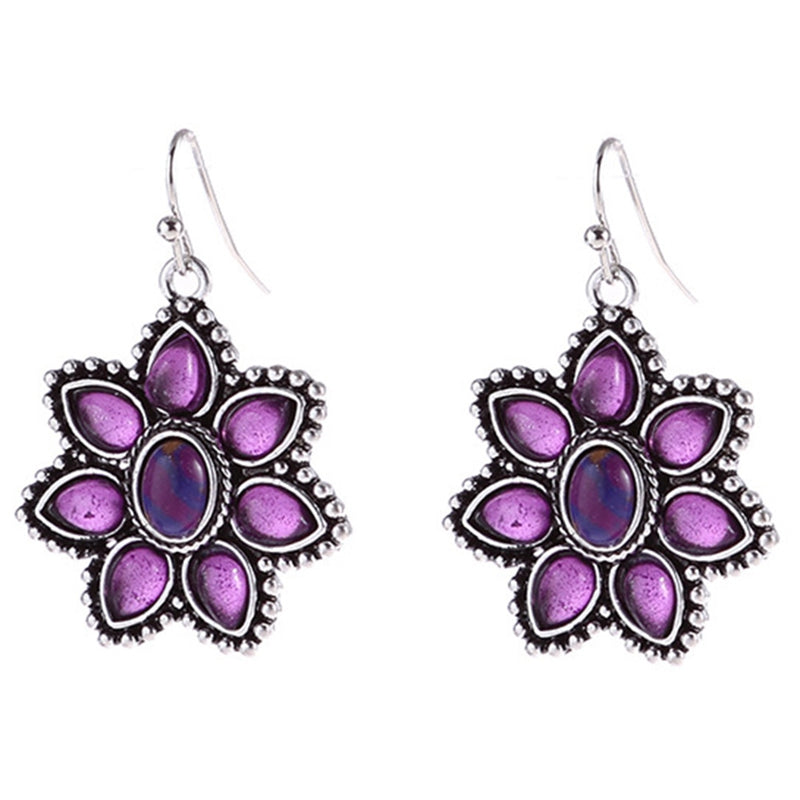 Purple Flower Drop Earrings Cute Dangle Earrings Women Jewelry Gift for Her