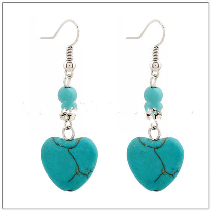 Turquoise Heart Dangle Earrings Cute Summer Earring Jewelry Gift for Her