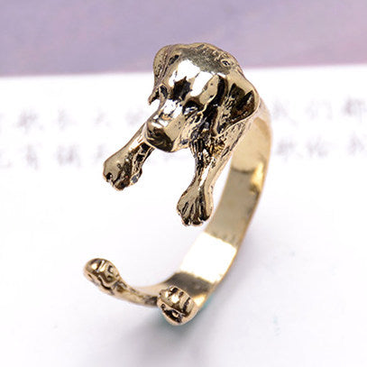 Vintage Ring Pug Adjustable Ring Ancient Silver Bronze Gun Black Ring