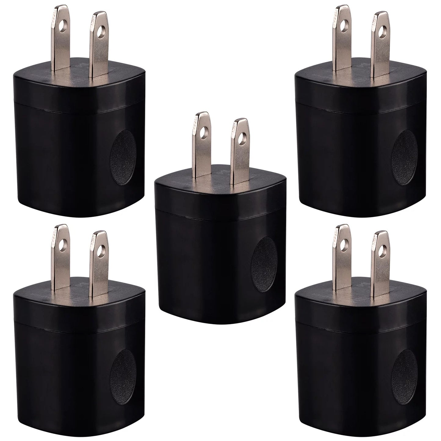 USB Wall Charger Adapter 1A/5V 5-Pack Travel USB Plug Charging Block Brick Charger Power Adapter Cube Compatible with iPhone Xs/XS Max/X/8/7/6 Plus, Galaxy S9/S8/S8 Plus, Moto, Kindle, LG, HTC, Google