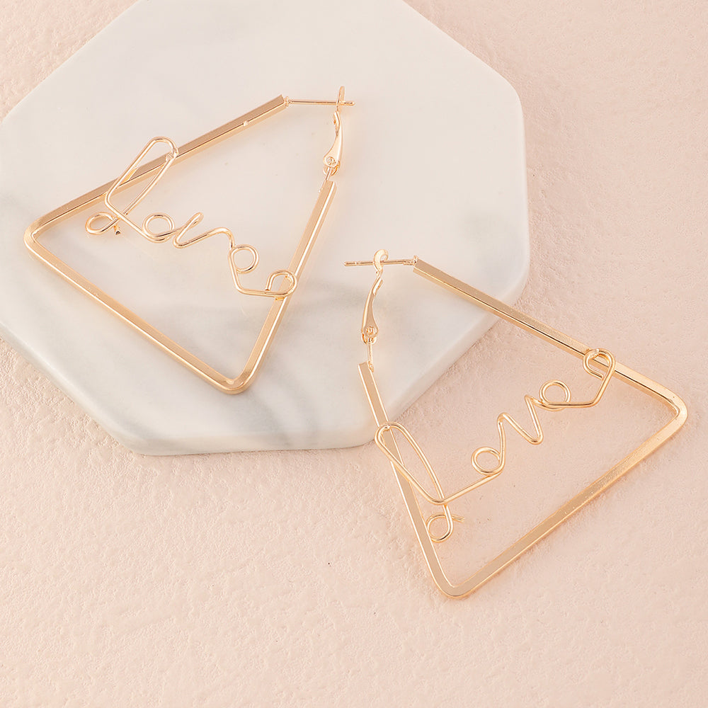 Love Letter Geometric Drop Earring Women Jewelry Mom Gift Everyday Wear Earrings