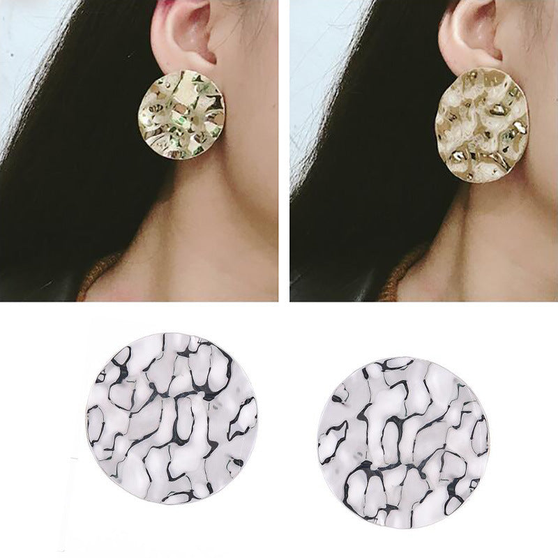 Large Textured Round Ear Studs Jewelry Fashion Dangle Earrings for Girls Party Birthday Gift