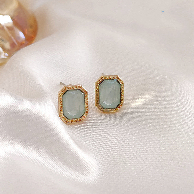 Grey Geometric Stud Earrings Women Fashionable Luxurious Earrings Jewelry