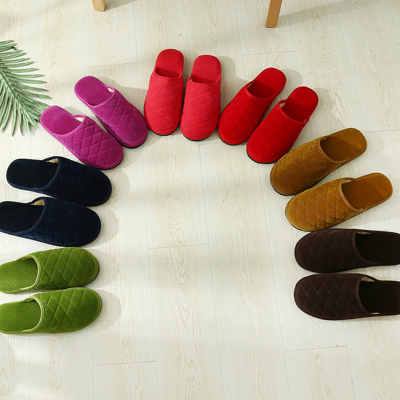 The spring and autumn Home Furnishing hotel indoor floor lady corduroy home Boy EVA plush cotton slippers lovers stall