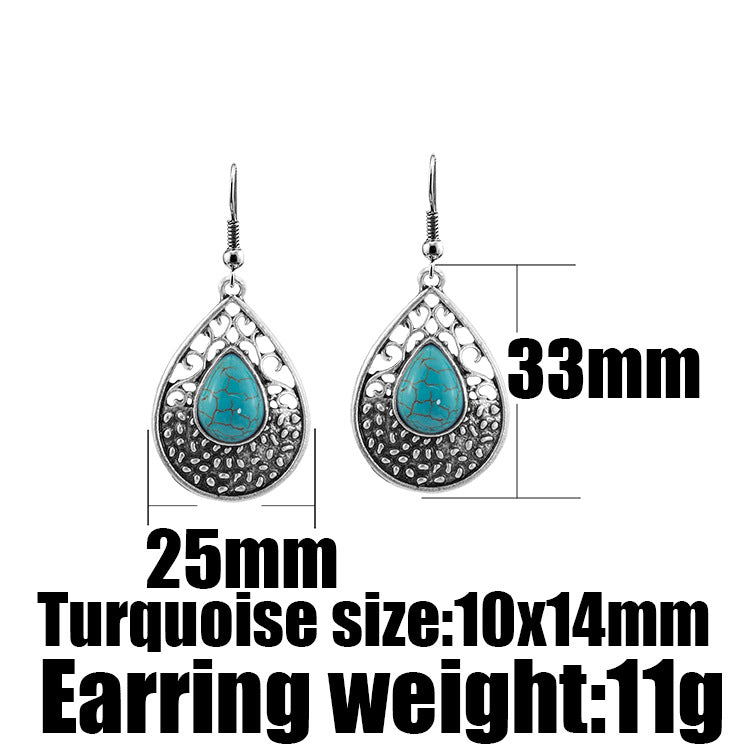 Turquoise Tear Drop Shaped Jewelry Fashion Dangle Earrings for Girls Party Birthday Gift