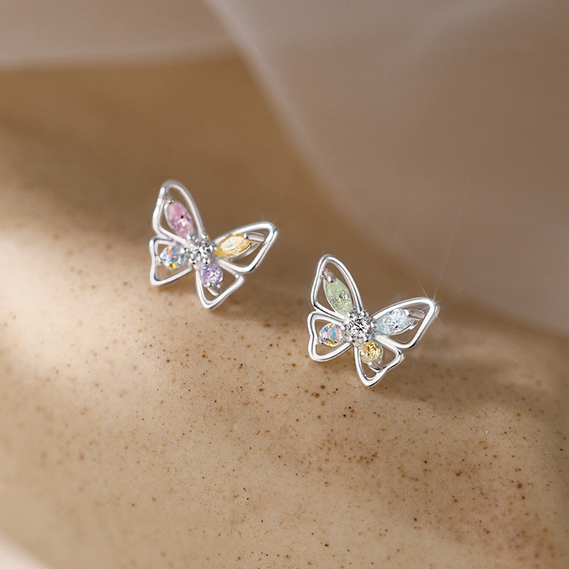 Cute Colorful Crystals Stud Earrings Women Fashionable Luxurious Earrings