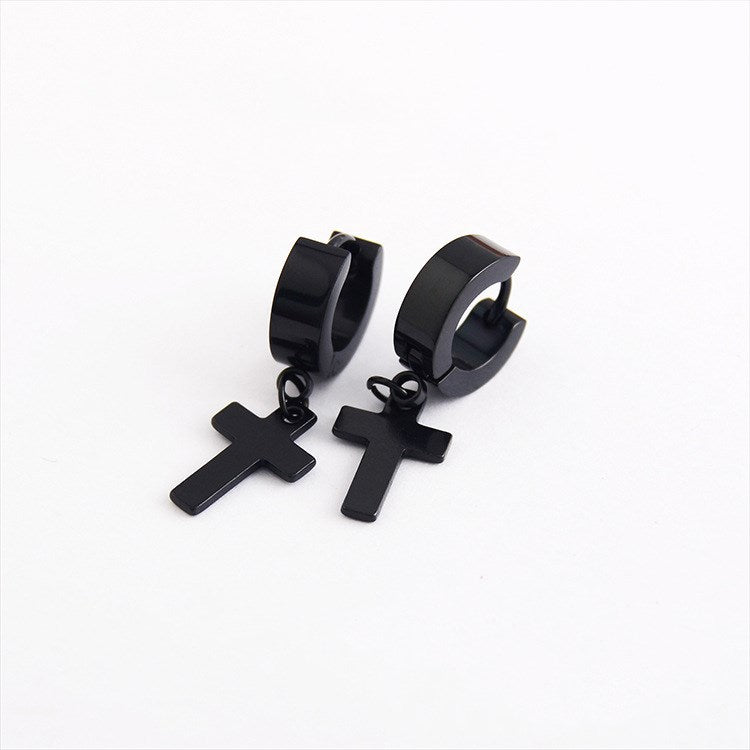 Titanium steel cross earrings