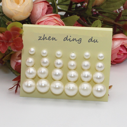 12pairs Pearl Style Stud Earrings for Girls Women Stud Jewelry Gift Accessories