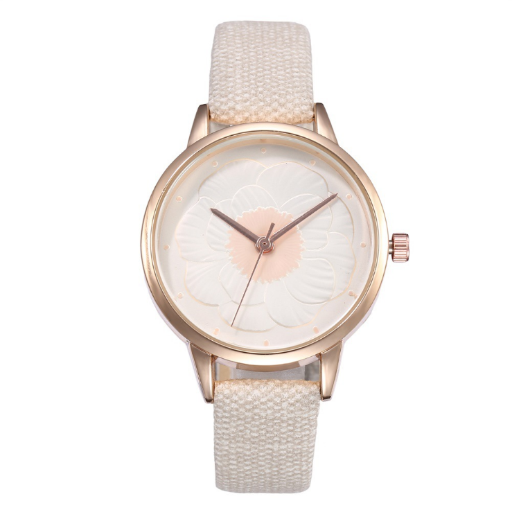 3D flower dial fashion simple quartz watch