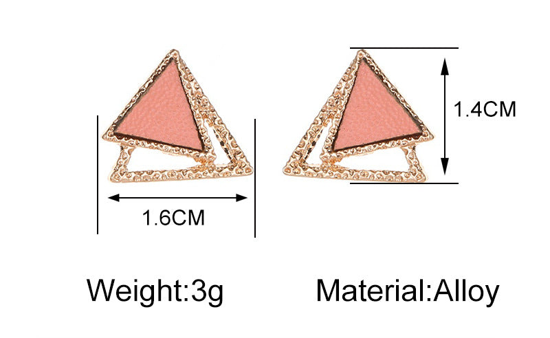 Pink Triangle Stud Earrings for Girls Women Stud Jewelry Gift Accessories