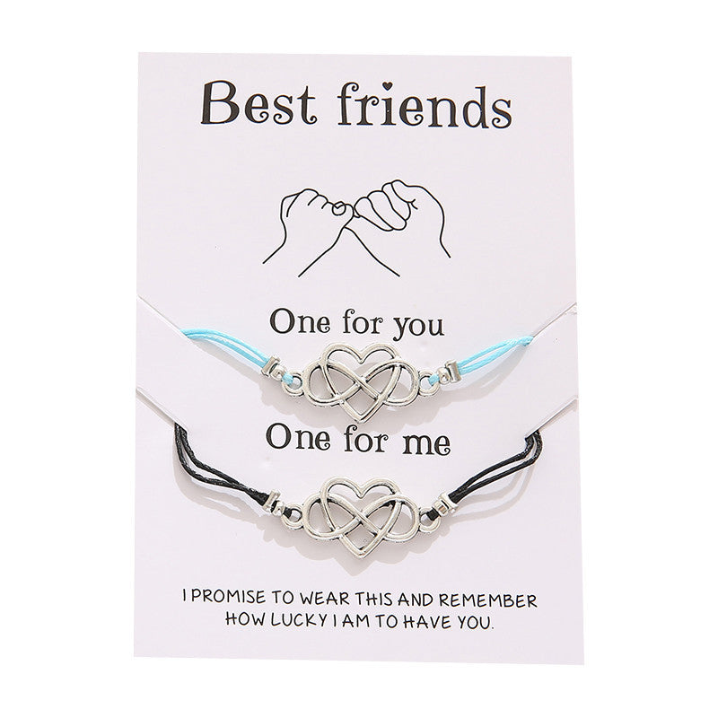 Cross-border Best-selling Best Friends Friendship Card Bracelet Simple Personality Love 8 Character Couple Bracelet Jewelry