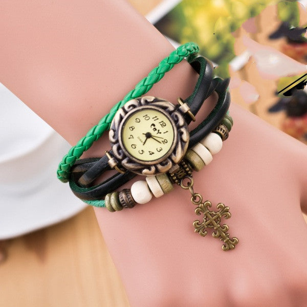 Female bracelet cross watch