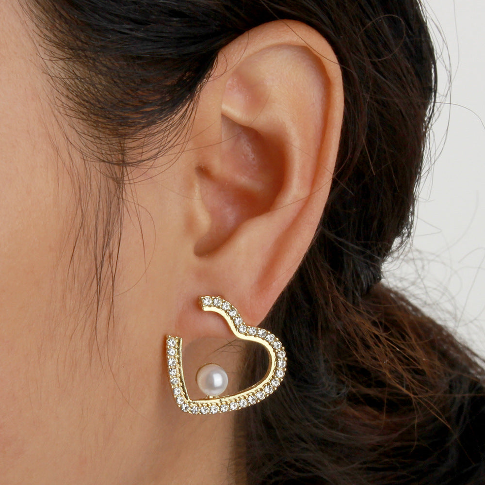 Rhinestone Heart Gift for Her Earrings Dangle Women Fashion Jewelry Jewellery