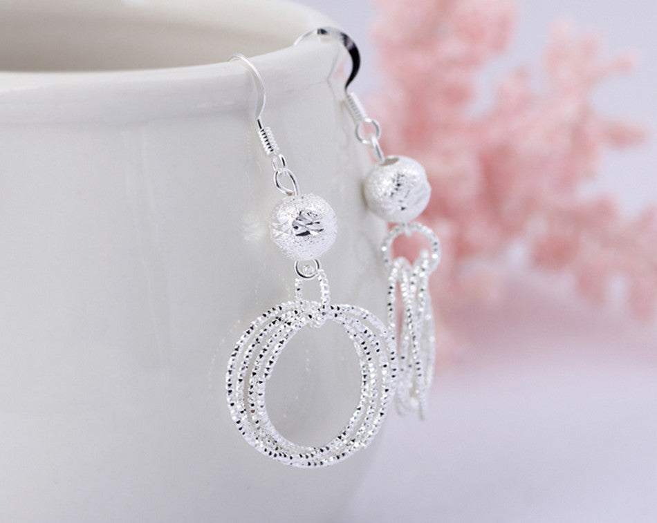 Textured Hanging Circle Dangle Fashion Earrings for Women Stylish Party Jewelry Gift