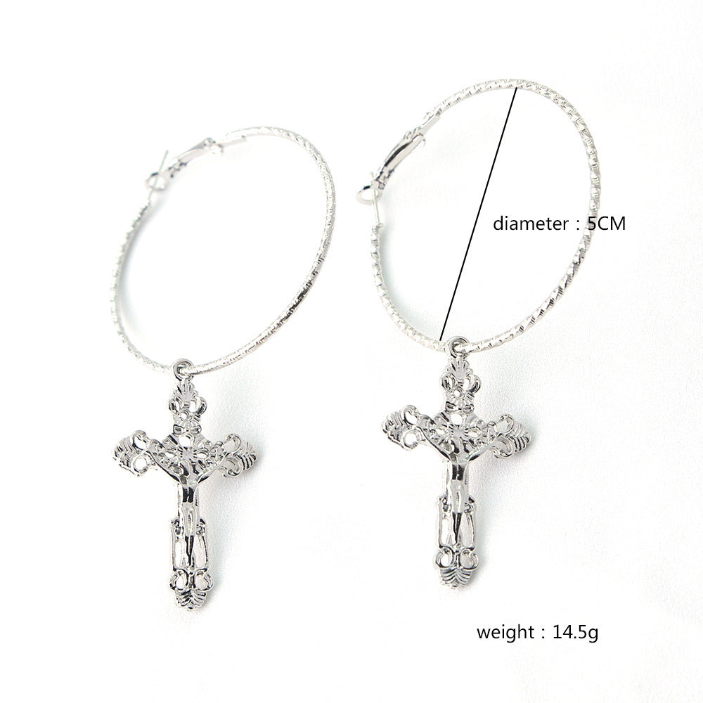 Cross Hoop Earrings Cute Dangle Earrings Women Jewelry Gift for Her