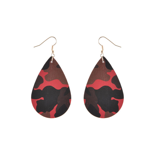 Women's Pu Retro Faux Leather Double-sided Print Earrings