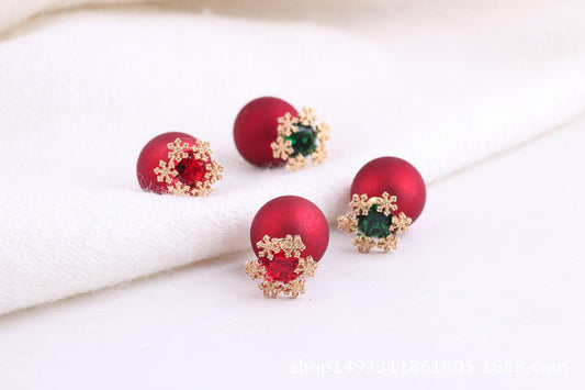 Red Ball Stud Earrings Women Jewelry Mom Gift Everyday Wear Earrings