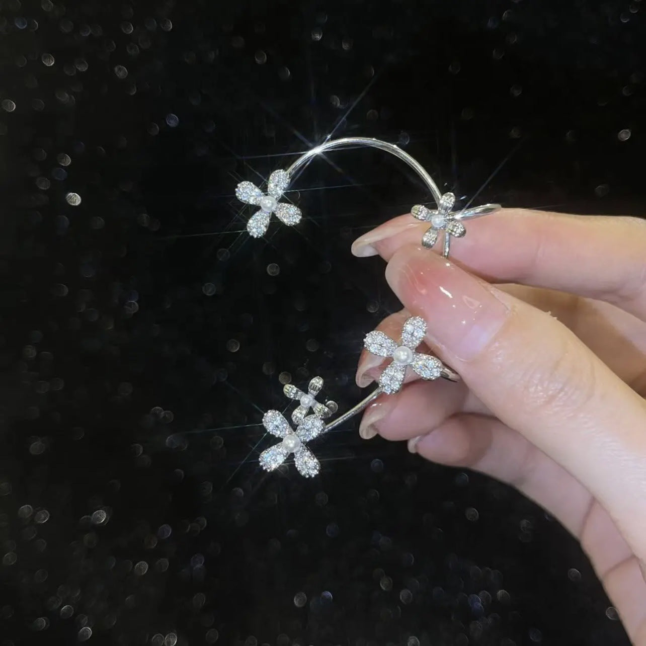 Adjustable Earrings With Micro-inlaid Zircon Flowers