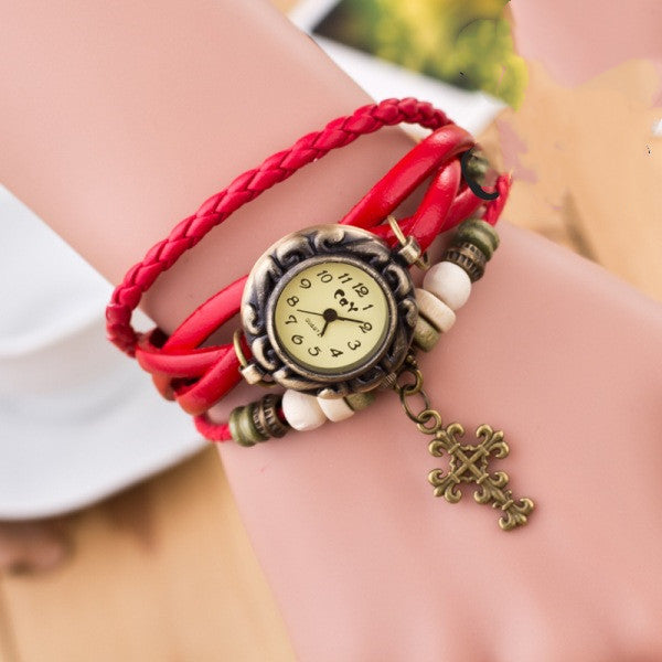 Female bracelet cross watch