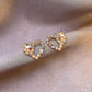 Crystal Heart Stud Earrings Women Fashionable Luxurious Earrings Jewelry