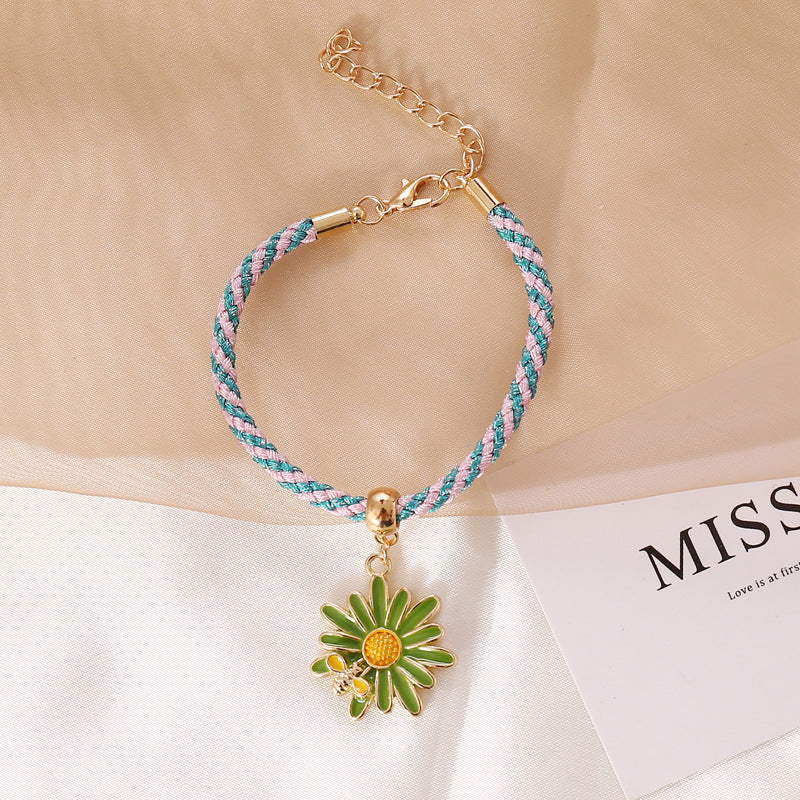 Small Daisy Bee Multicolor Twist Rope Bracelet Personality Creativity