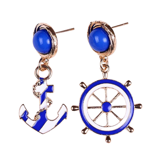 Blue Anchor Drop Ear Dangle Fashion Earrings for Women Party Jewelry Gift