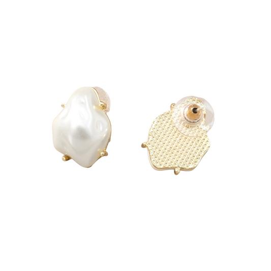 Irregular Faux Pearl Decor Stud Earrings for Women Girls Ear Studs Jewelry Gift