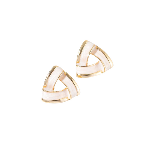 Triangle Ribbon Stud Earrings Women Fashionable Luxurious Earrings Jewelry