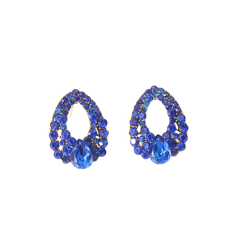 Rhinestone Decor Water Drop Design Stud Earrings Dangle Fashion Earrings for