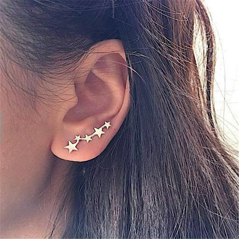 Exquisite creative five-pointed star ear bone clip earrings for girls accessories