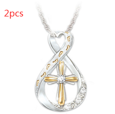 Cross Footprint Diamond Pendant Two Tone