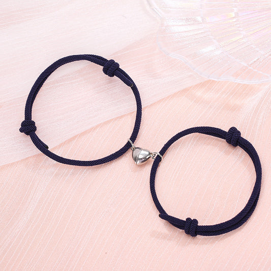 Simple Alloy Love Magnets Attracting Couple Bracelets