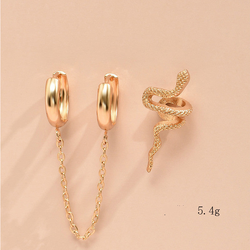 Snake Chain Ear Cuff Ear Studs Earrings Women Fashion Jewelry Gift for Her