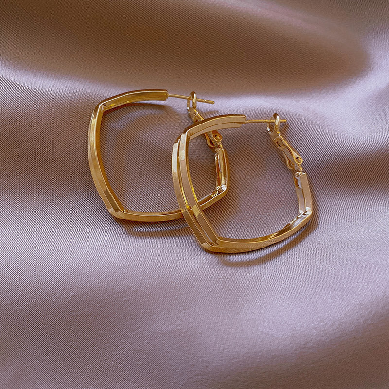 Smooth Square Design Hoop Earrings Women Girls Gifts Jewelry Accessories