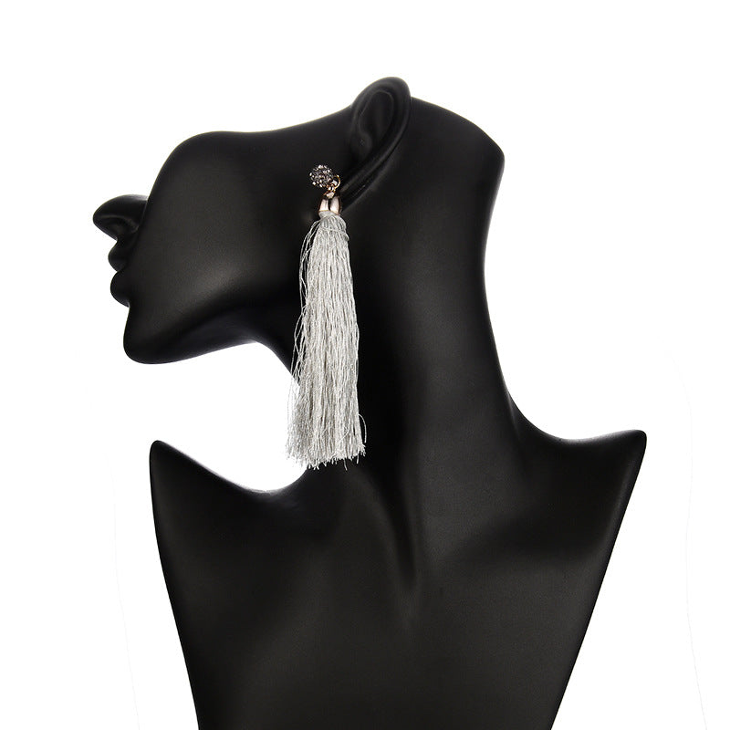 Long Tassel Detail Dangle Fashion Earrings for Women Stylish Party Jewelry Gift