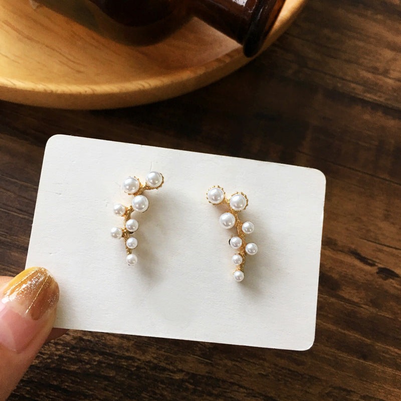 Floral Pearl Style Stud Earrings Fashion Jewelry for Girls Women Gift