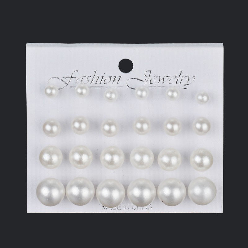 12pairs 4 Sizes Pearl Style Stud Earrings for Women Girls Fashion Earrings