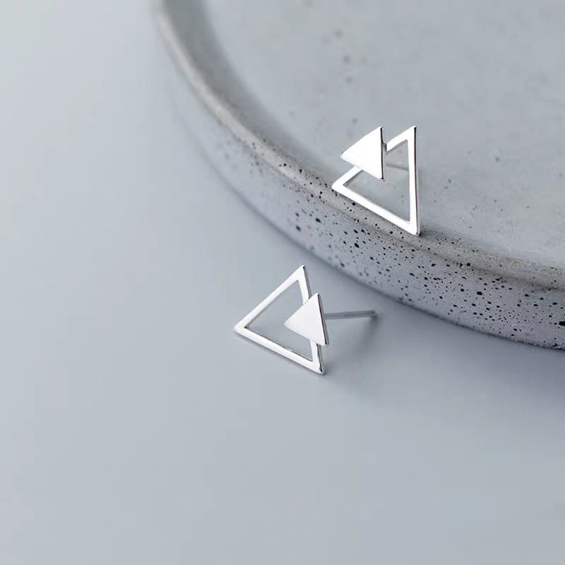 Double Triangle Stud Earrings Women Charm Stud Jewelry Birthday Holiday Gifts