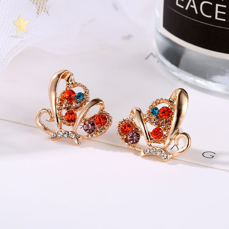Mixed Color Butterfly Stud Earrings Accessories Gift Women Girl Fashionable