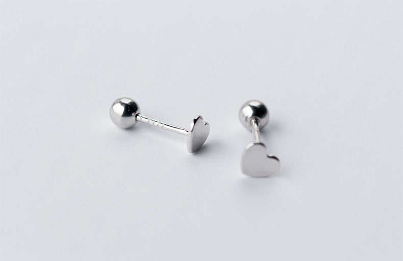 Silver Heart Stud Earring Women Fashion Shape Jewelry Gift Accessory Girls Modern Studs Earrings