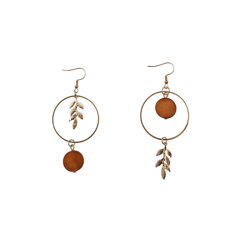 Leaf Wooden Pendant Dangling Drop Earrings Women Girls Gifts Jewelry Accessories